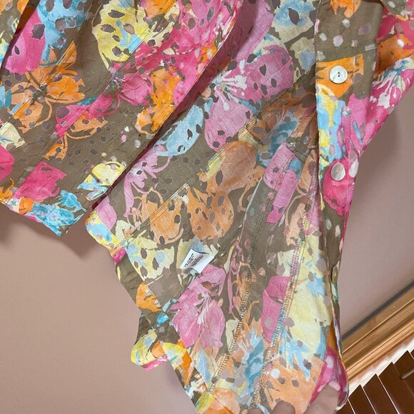 BRIGHT and CHEERFUL shirt jacket w/adjustable sleeves colourblast Sz 8 - 10 - Picture 3 of 7